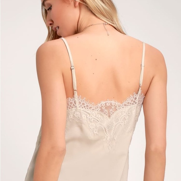 Lulus Maddox Ivory Satin Lace Cami - Picture 2 of 9